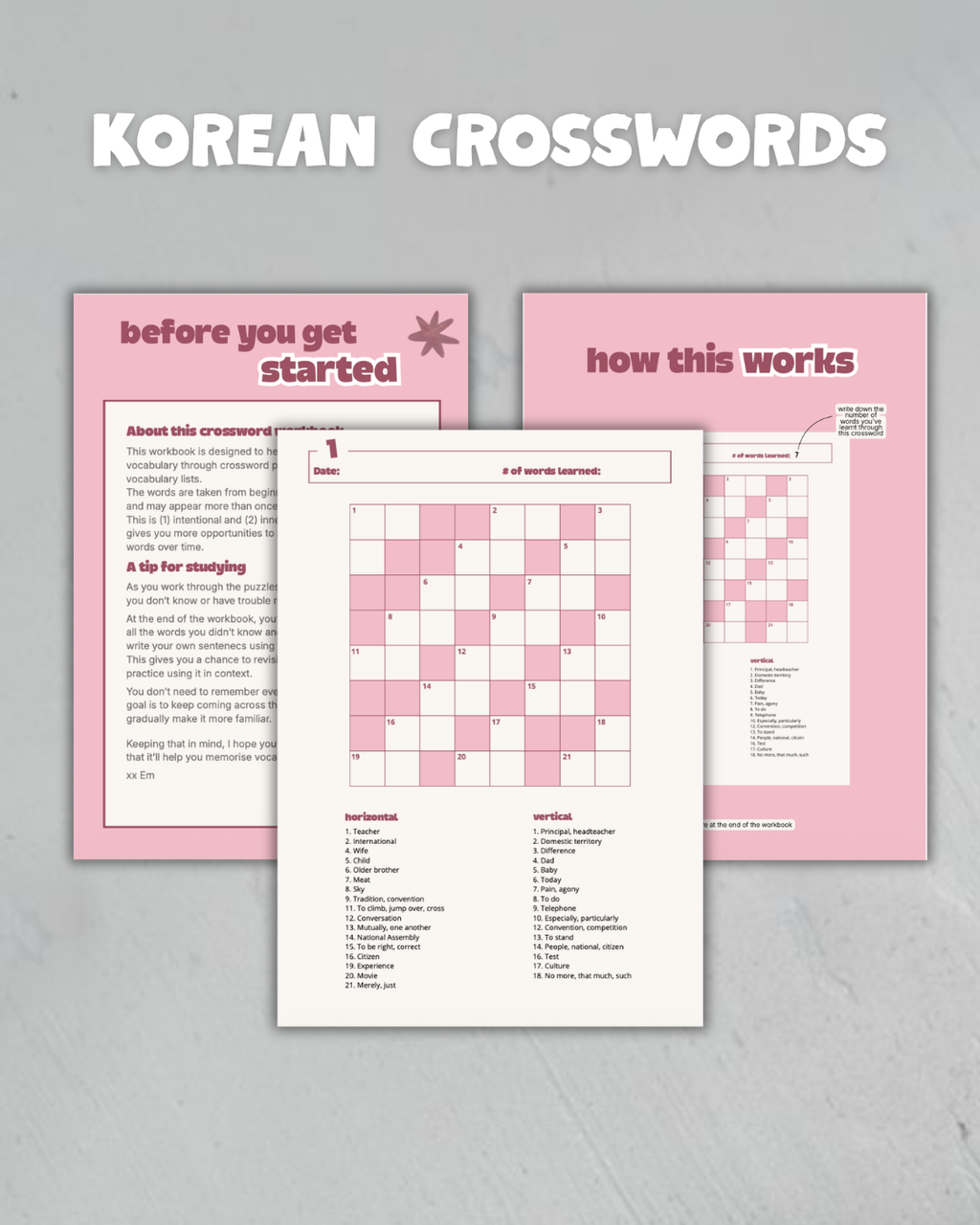 Korean Crosswords TOPIK I